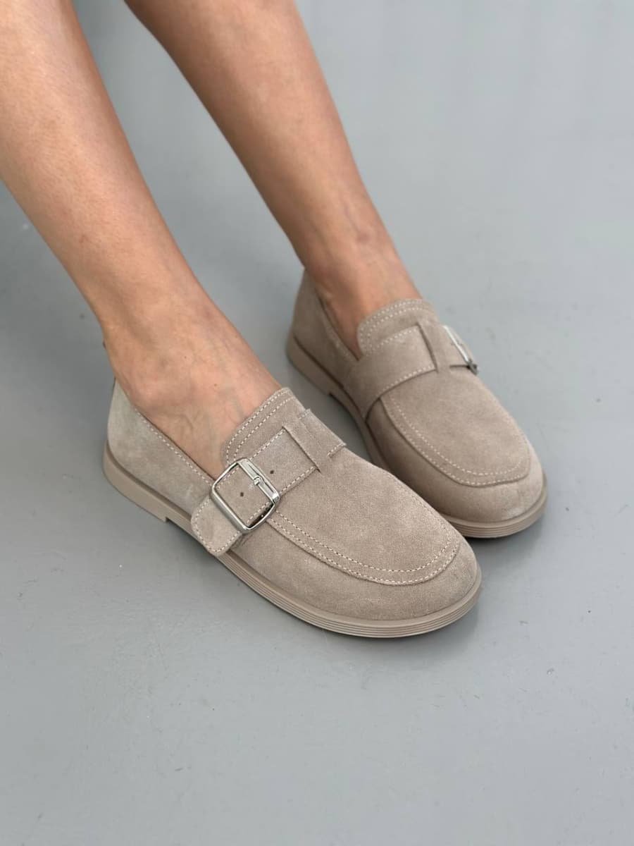 Лофери жіночі замшеві бежеві