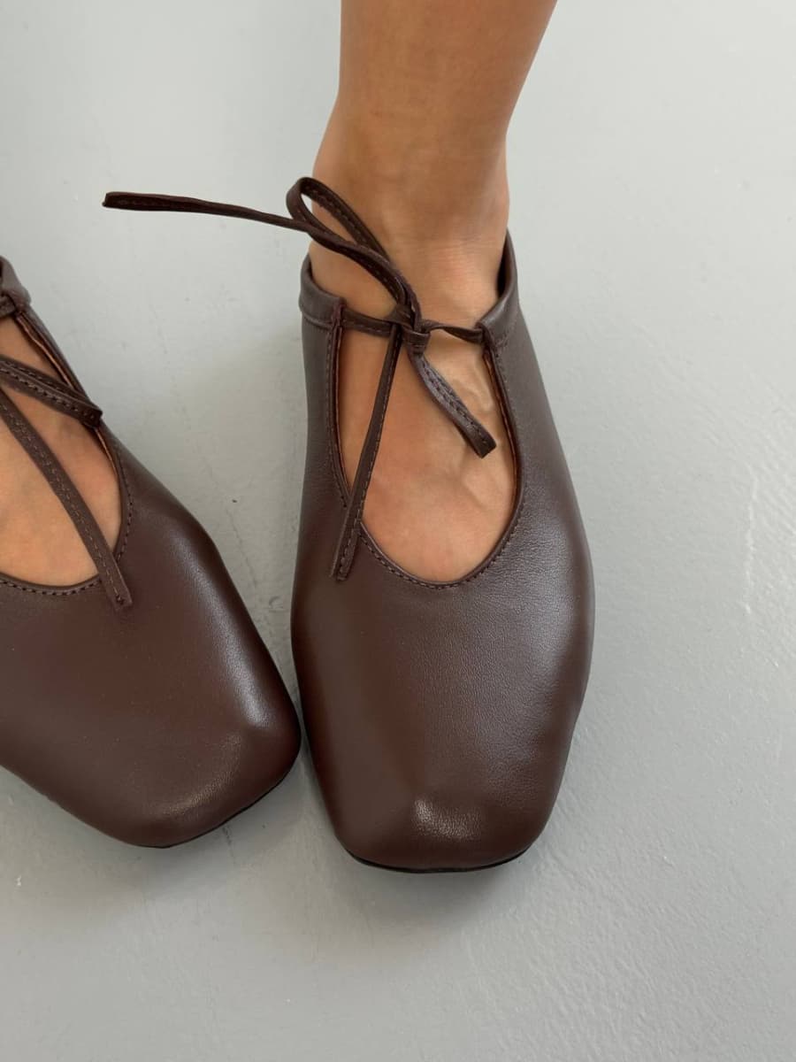 Балетки жіночі шкіряні шоколадні