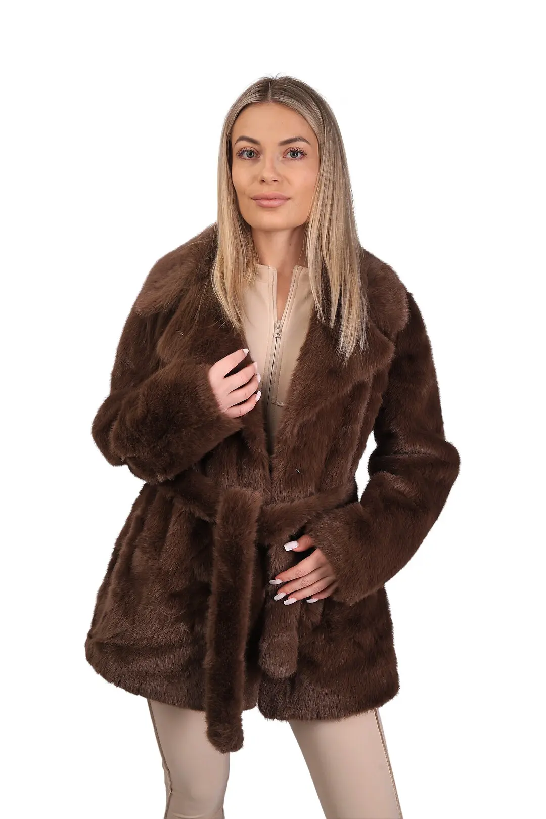 Шуба жіноча Where Uwear коричнева з Штучного хутра