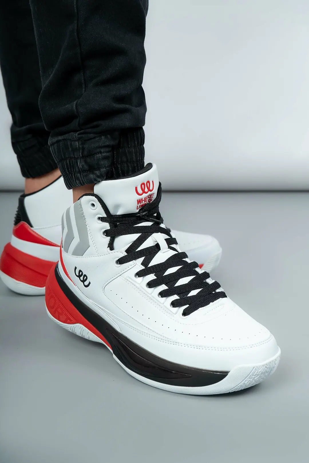 Кросівки чоловічі високі Where Uwear WUW6046-WHITE/BLACK білі