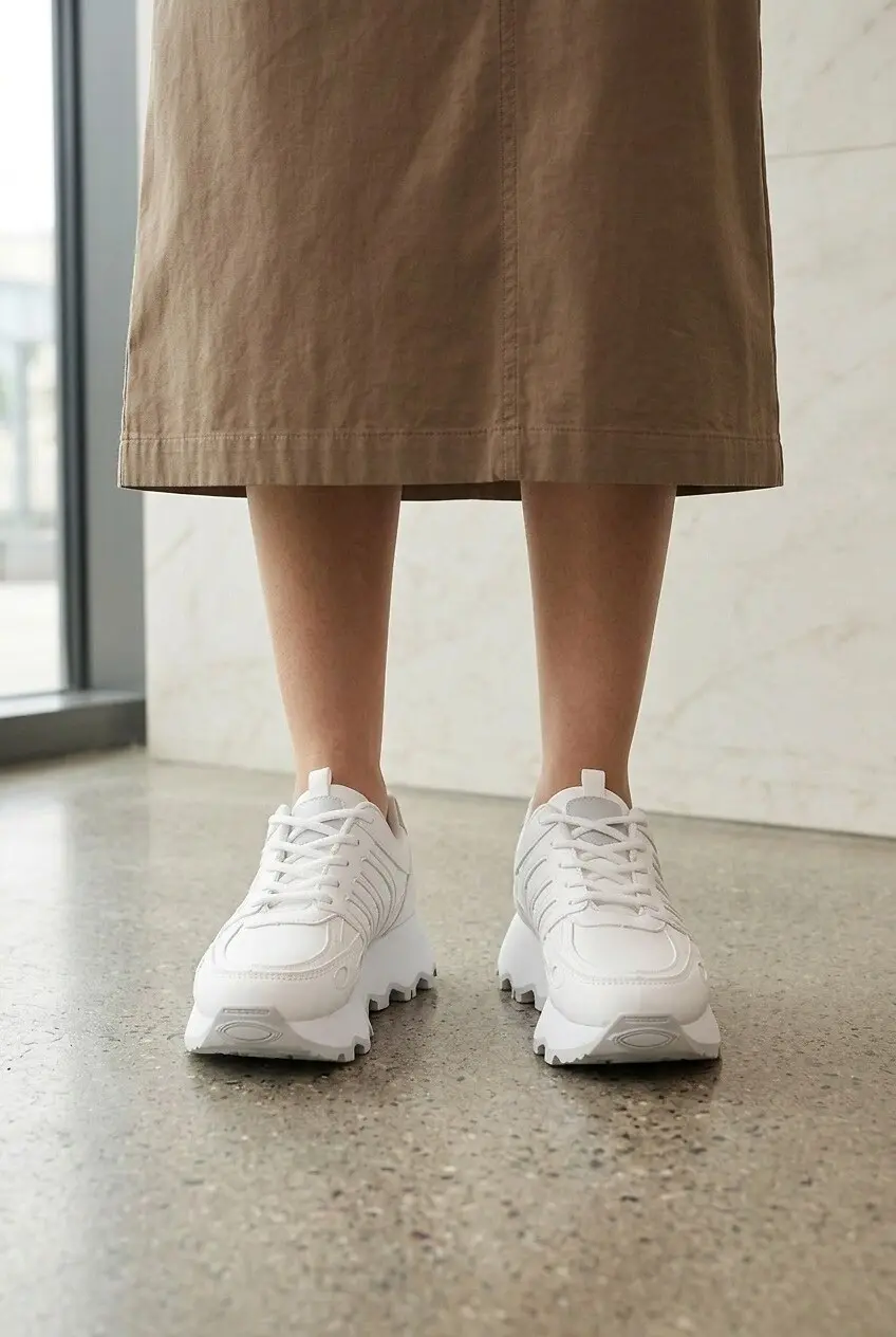Кросівки жіночі Fashion білі з екошкіри на платформі
