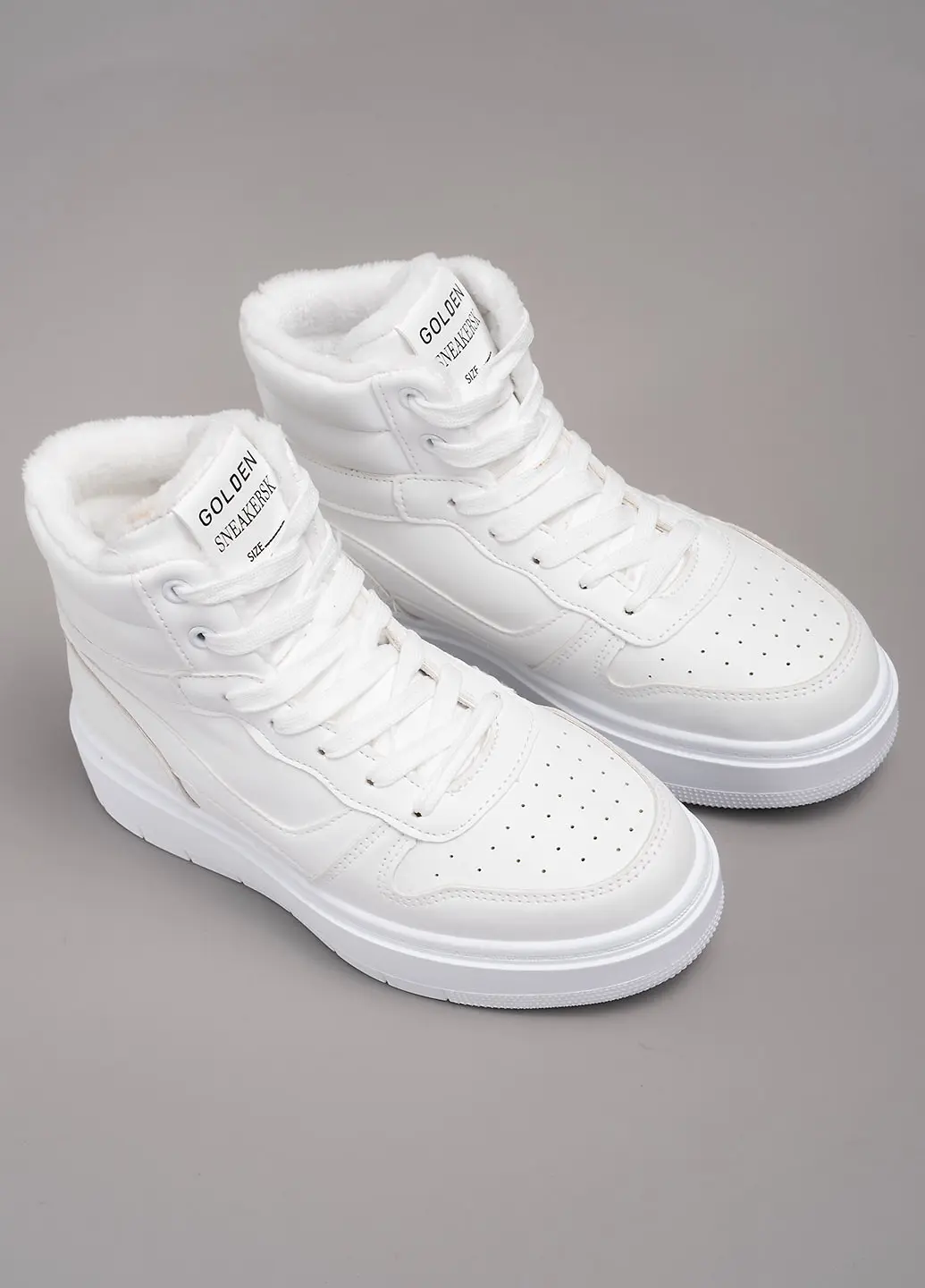 Кеди жіночі Fashion GOLDEN J853-2 білі зимові високі
