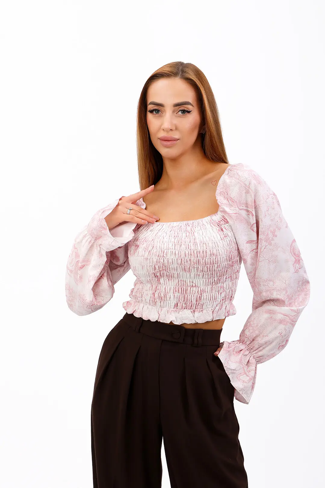 Блуза-селянка жіноча Where Uwear рожева