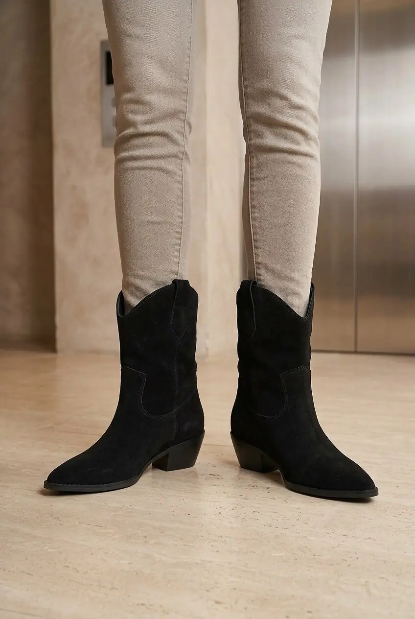 Черевики жіночі Fashion чорні з Натуральної замші