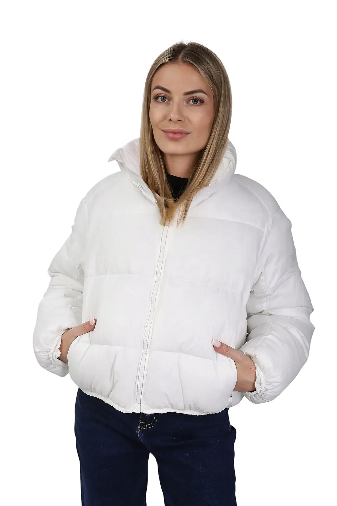 Куртка жіноча Fashion біла плащівка на синтапоні