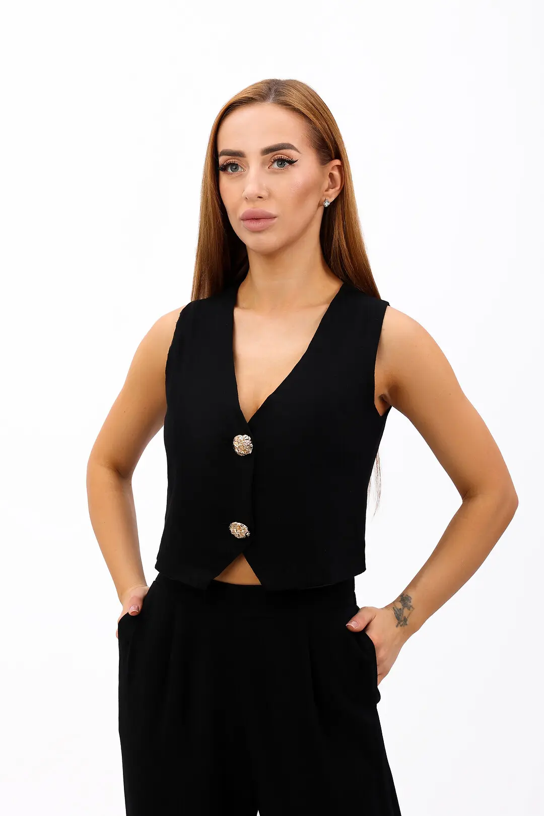 Костюм жіночий Where Uwear чорний жилет і штани