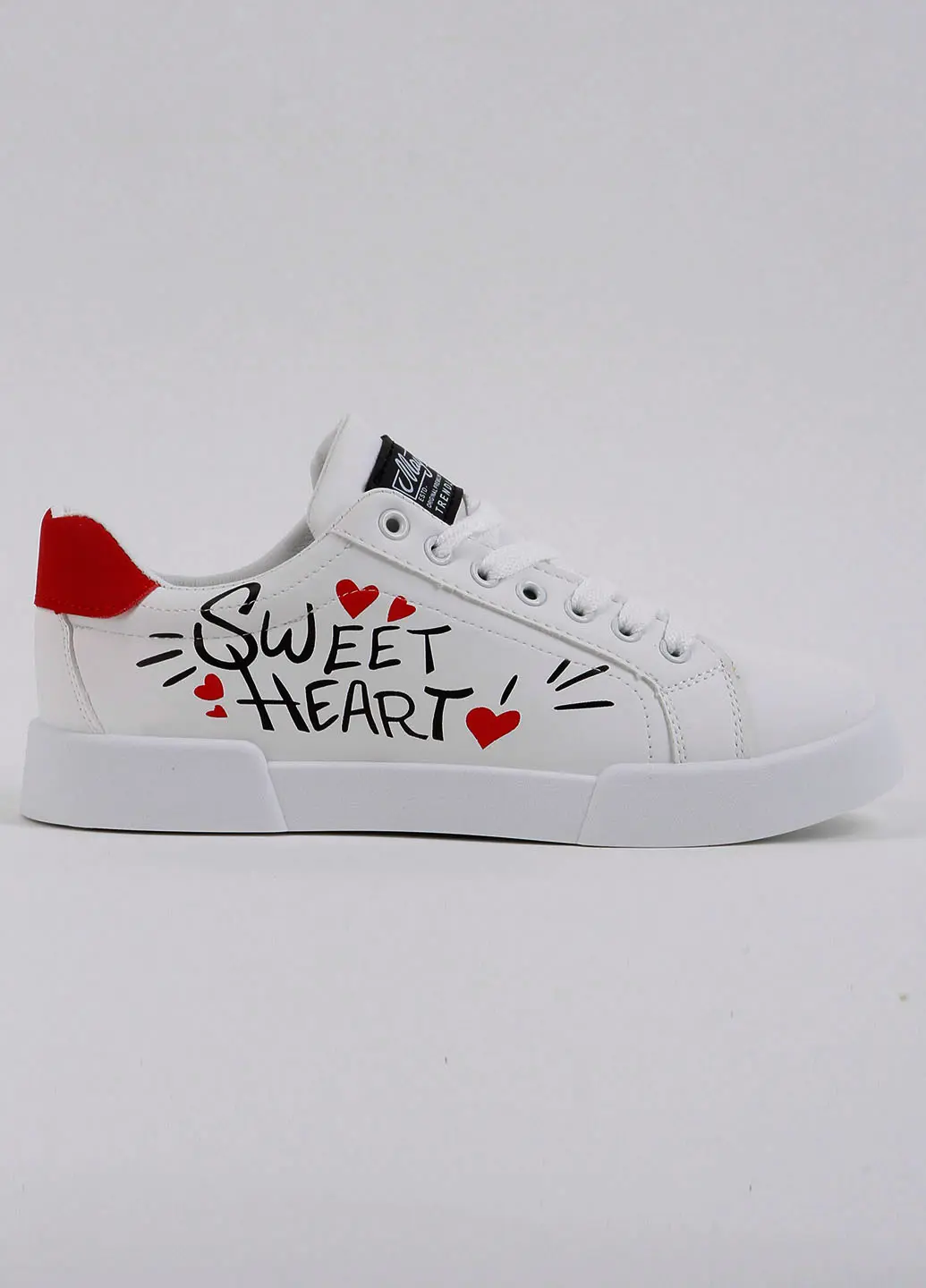 Кеди жіночі Fashion білі з принтом "Sweet Heart"
