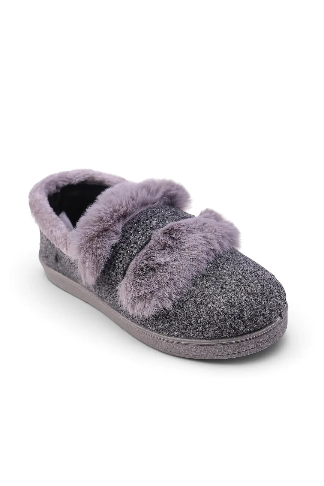 Капці жіночі Fashion сірі з повсті та хутра
