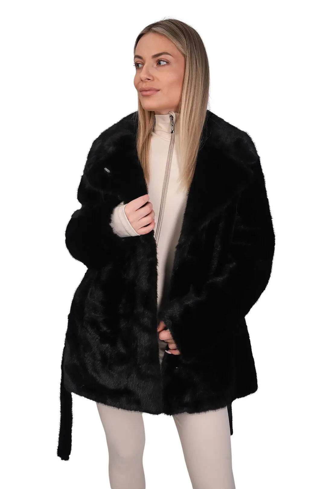 Шуба жіноча Where Uwear чорна з Штучного хутра