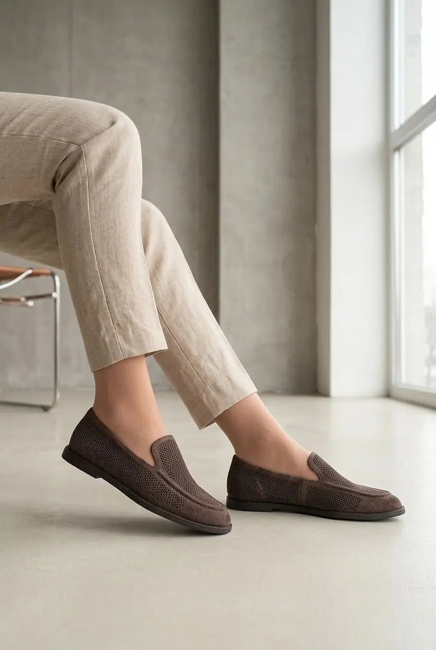 Лофери жіночі Where Uwear Натуральа замша коричневі