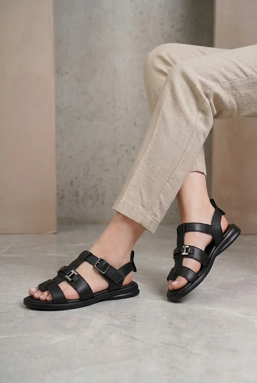 Босоніжки жіночі Where Uwear Натуральна шкіра чорні