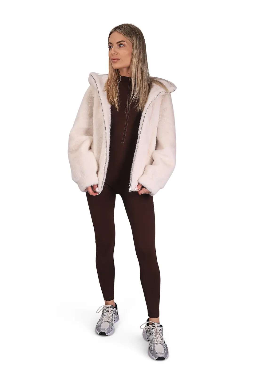Шуба жіноча Where Uwear світла бежева з Штучного хутра