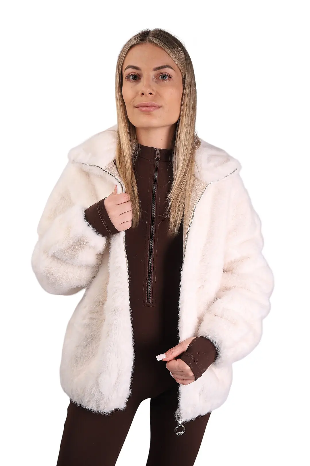 Шуба жіноча Where Uwear світло-бежева зі Штучного хутра