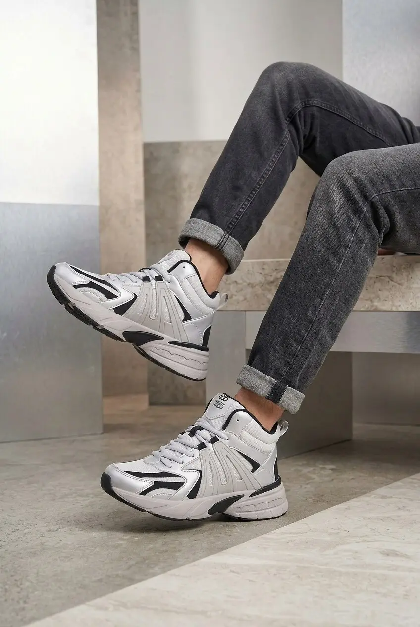 Крсоівки високі чоловічі Where Uwear срібні з Еко-замші та Текстилю