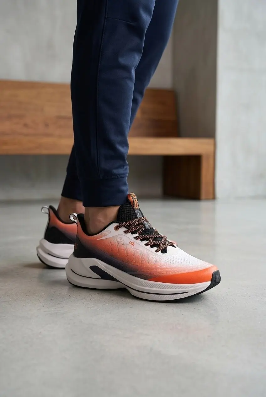 Кросівки чоловічі Where Uwear білі з помаранчевим з текстилю