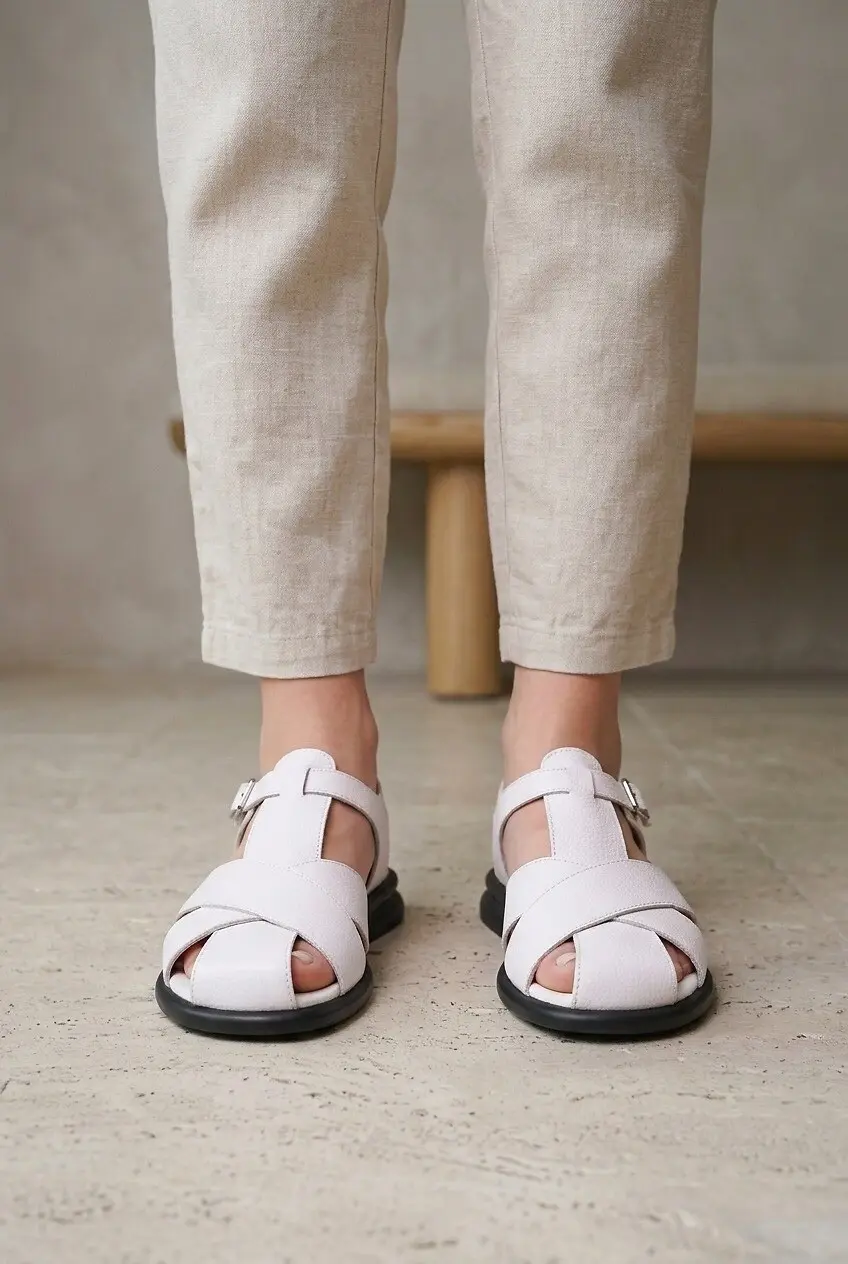 Босоніжки жіночі Where Uwear Натуральна шкіра білі