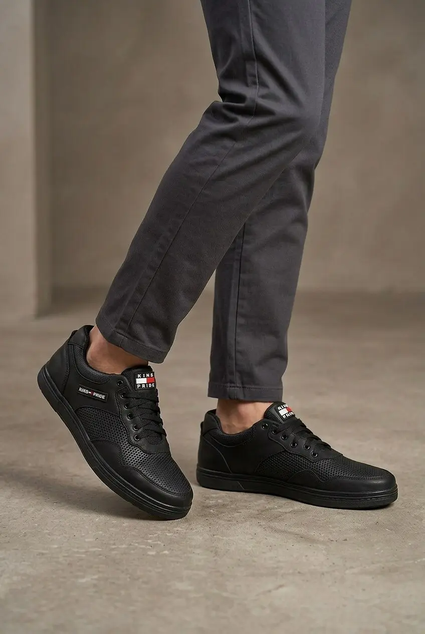 Кеди чоловічі King KP-N13/2P чорні шкіряні