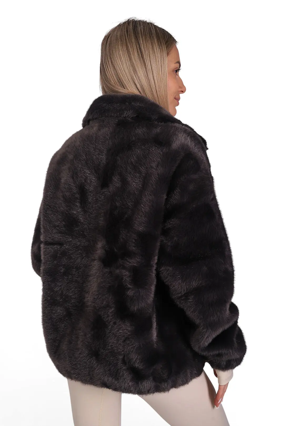 Шуба жіноча Where Uwear темно-сіра з Штучного хутра