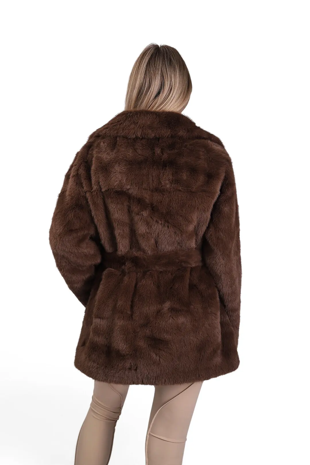 Шуба жіноча Where Uwear коричнева з Штучного хутра