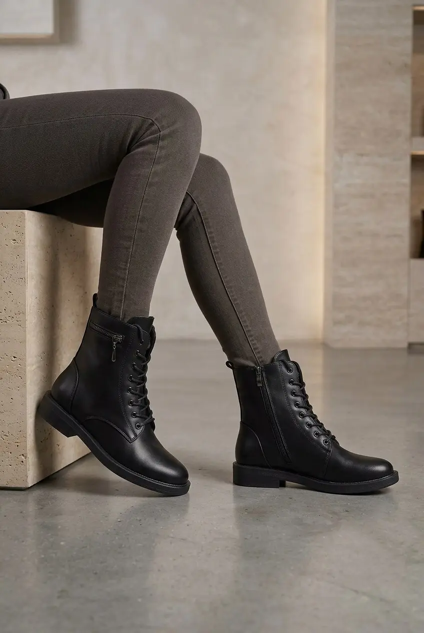 Черевики жіночі Fashion чорні з Еко-шкіри
