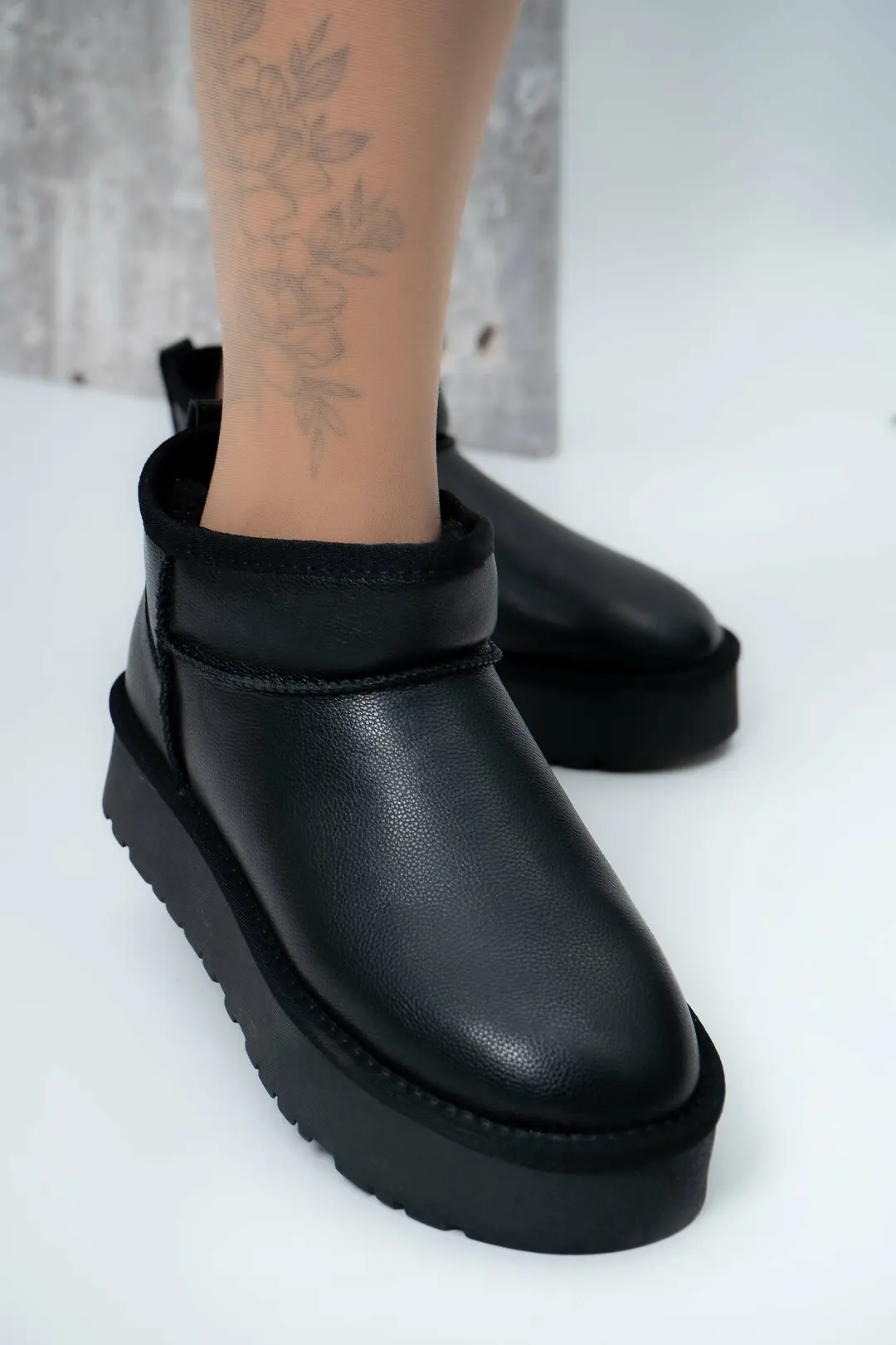 Уггі жіночі Fashion Натуральна шкіра чорні