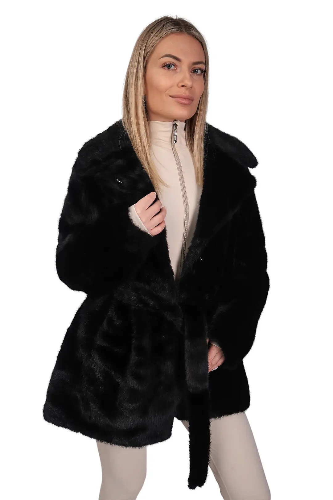 Шуба жіноча Where Uwear чорна з Штучного хутра