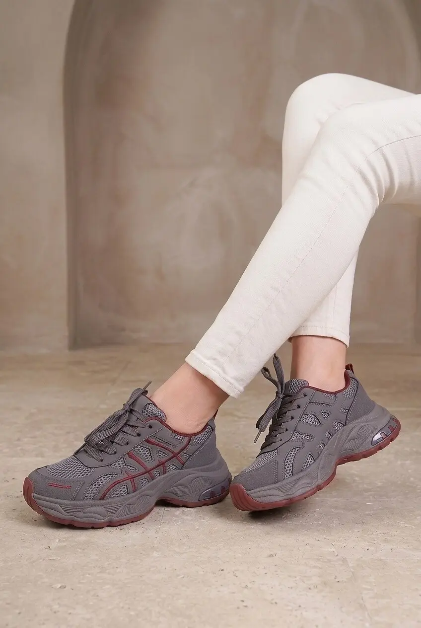 Кросівки жіночі Fashion темно-сірі з екошкіри та текстилю