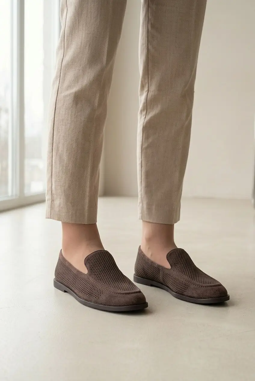 Лофери жіночі Where Uwear Натуральа замша коричневі