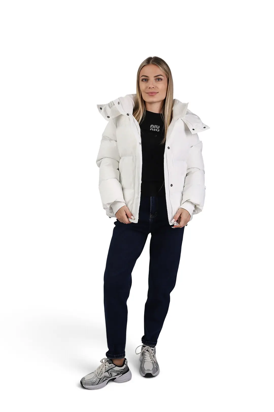 Куртка жіноча Fashion біла на синтепоні з капюшоном