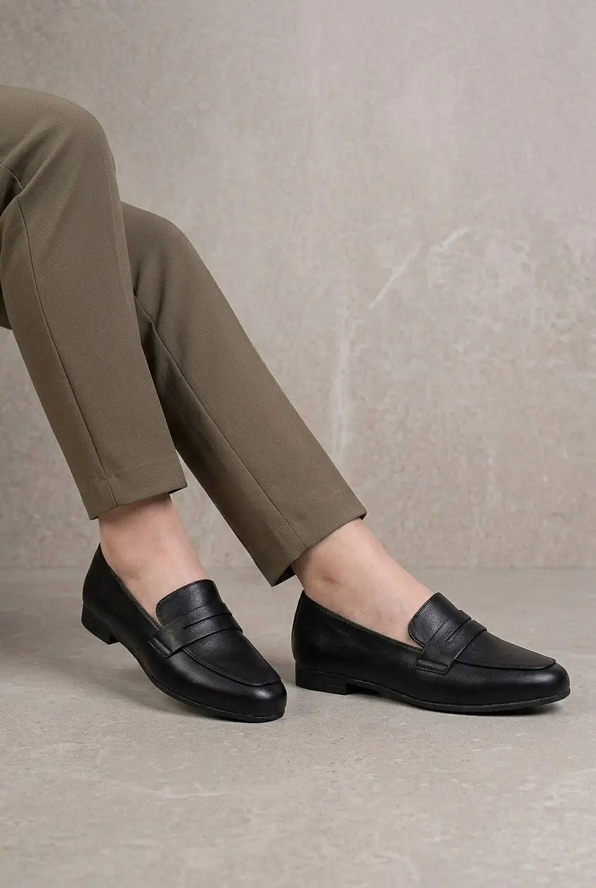 Лофери жіночі Where Uwear Натуральна шкіра чорні