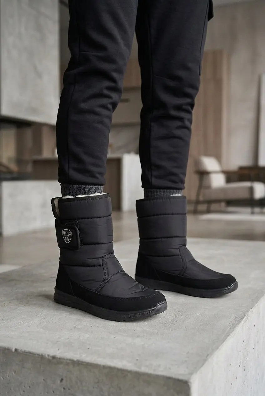 Дутиші чоловічі Fashion чорні з плащівки та екозамші