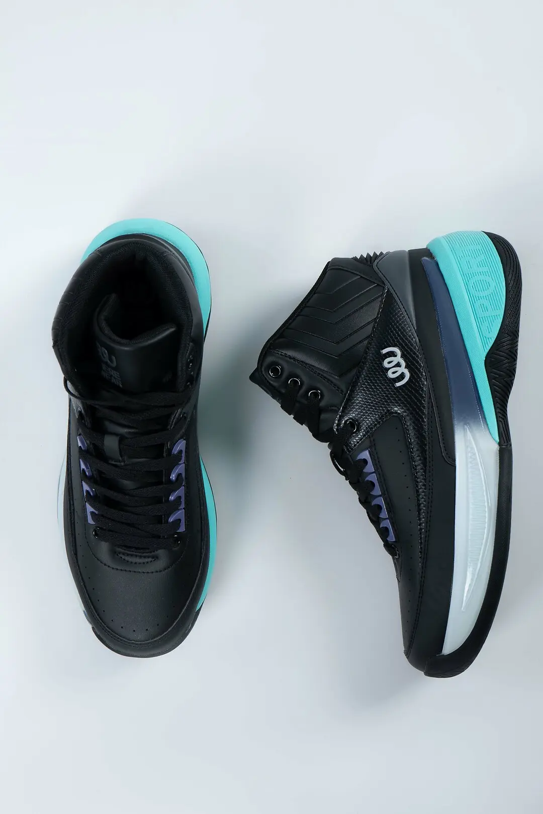 Кросівки чоловічі високі Where Uweare WUW6046-BLACK/TURQUOISE чорні