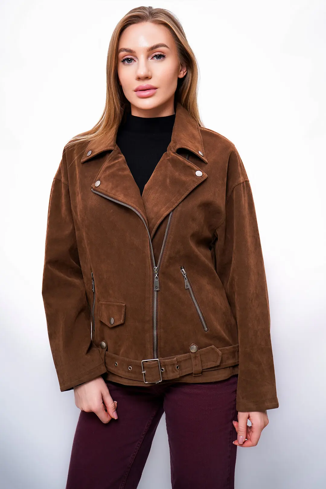 Куртка-косуха жіноча Fashion G2516 коричнева