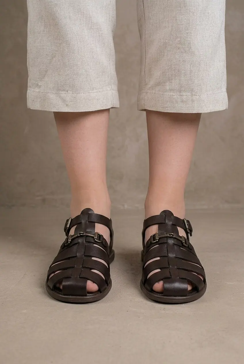 Босоніжки жіночі Where Uwear Натуральна шкіра коричневі