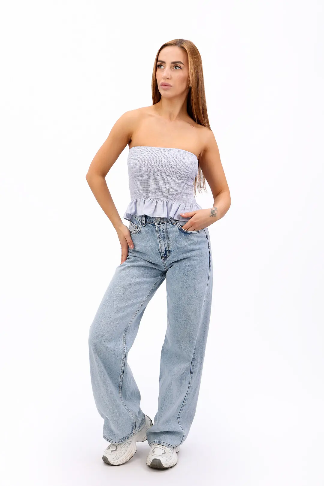 Майка жіноча Where Uwear блакитна на резинці