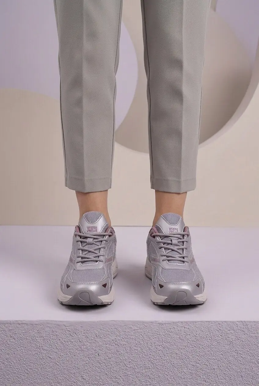 Кросівки жіночі Where Uwear сірі з екошкіри та текстилю