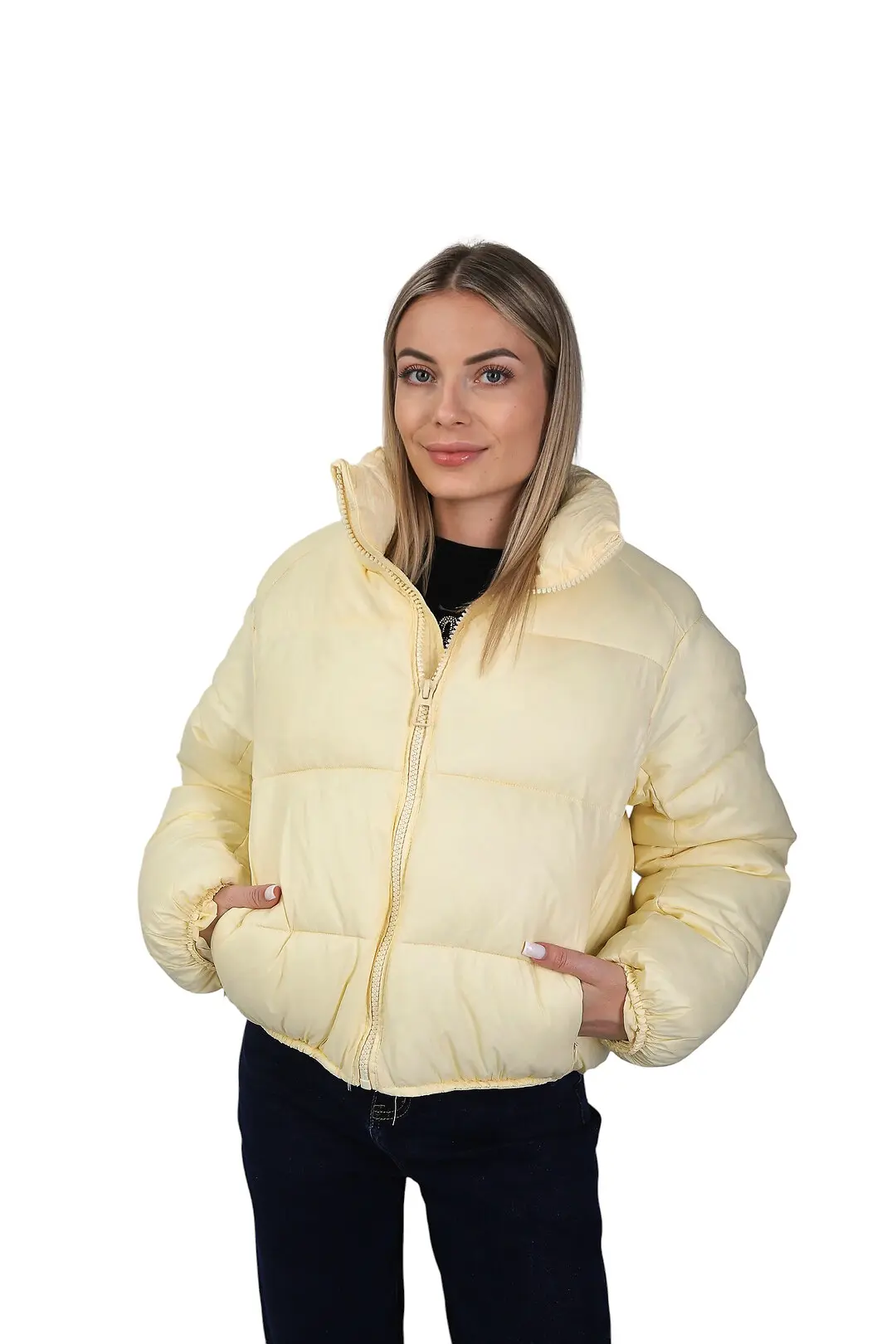 Куртка жіноча Fashion жовта плащівка на синтепоні