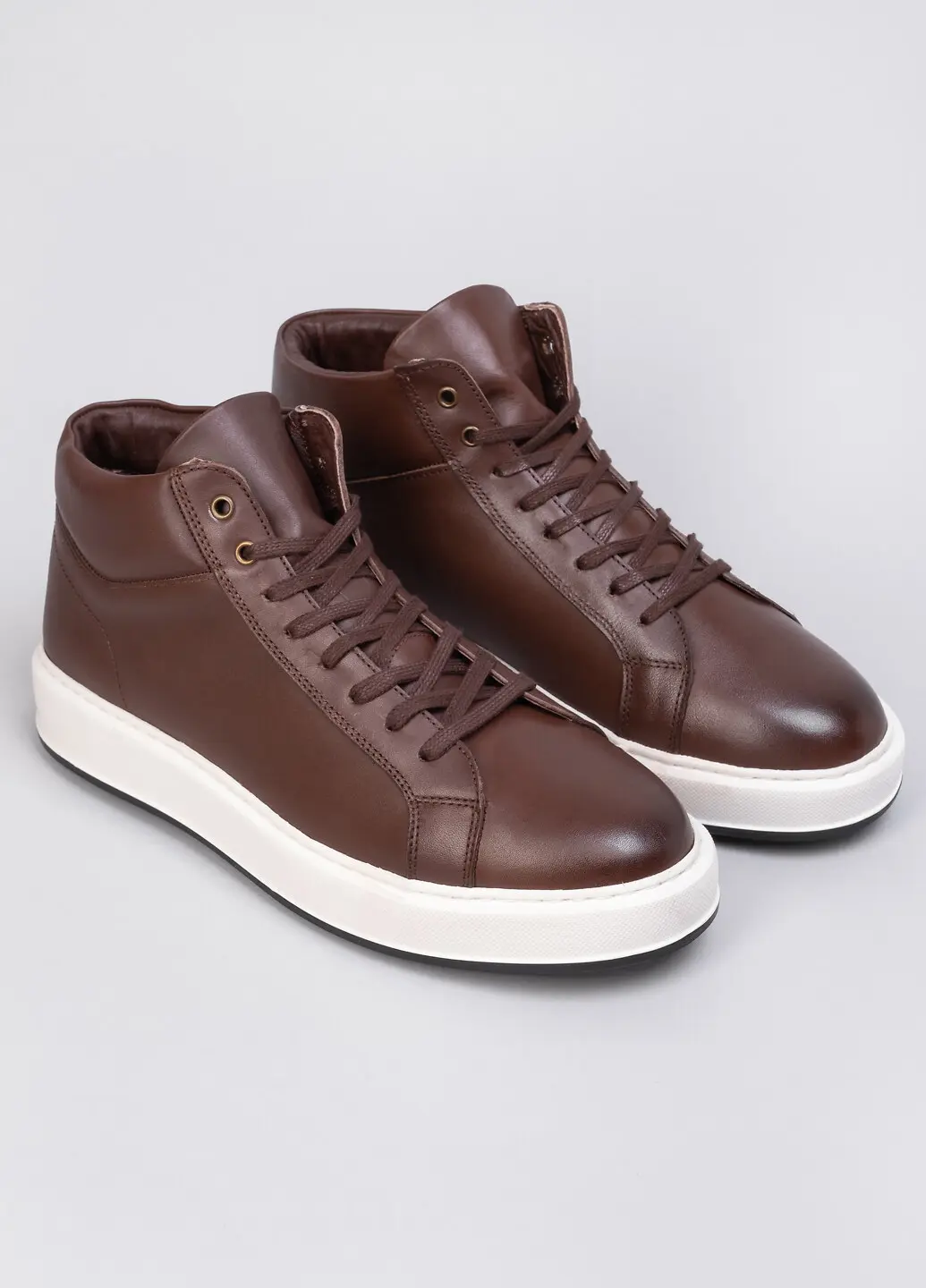 Кеди чоловічі Power 290-1 (BROWN) коричневі шкіряні високі