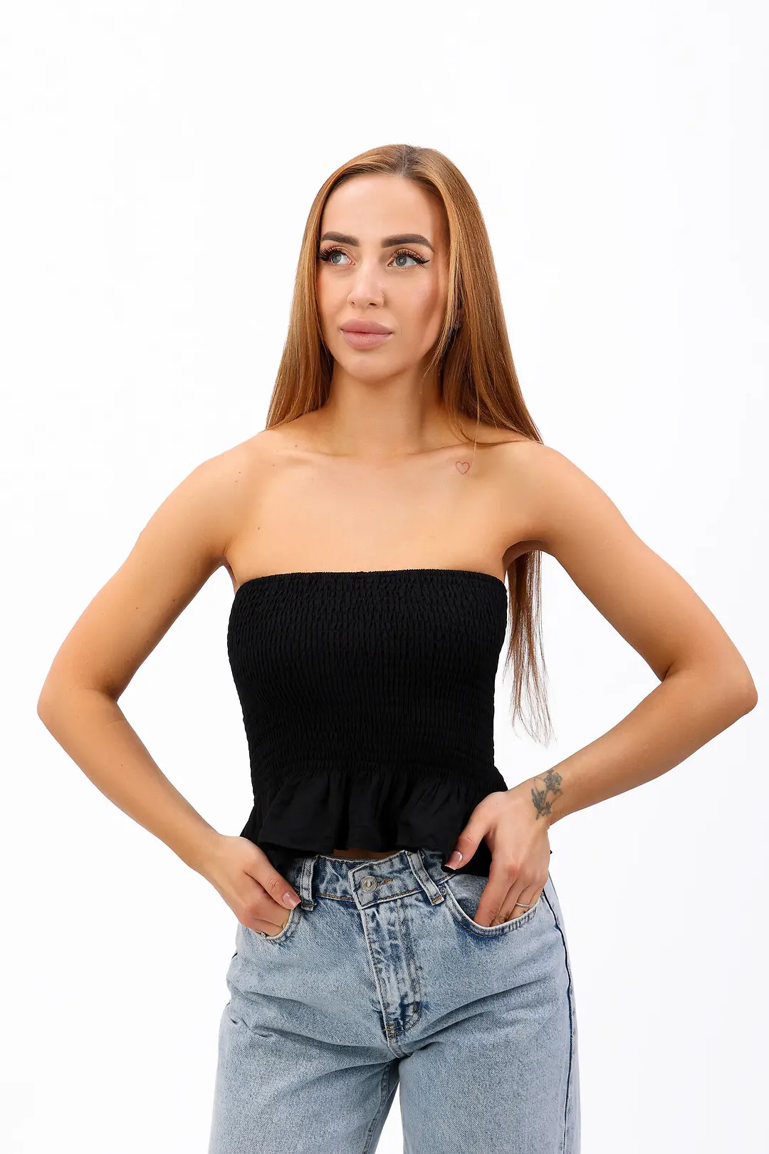 Майка жіноча Where Uwear чорна на резинці