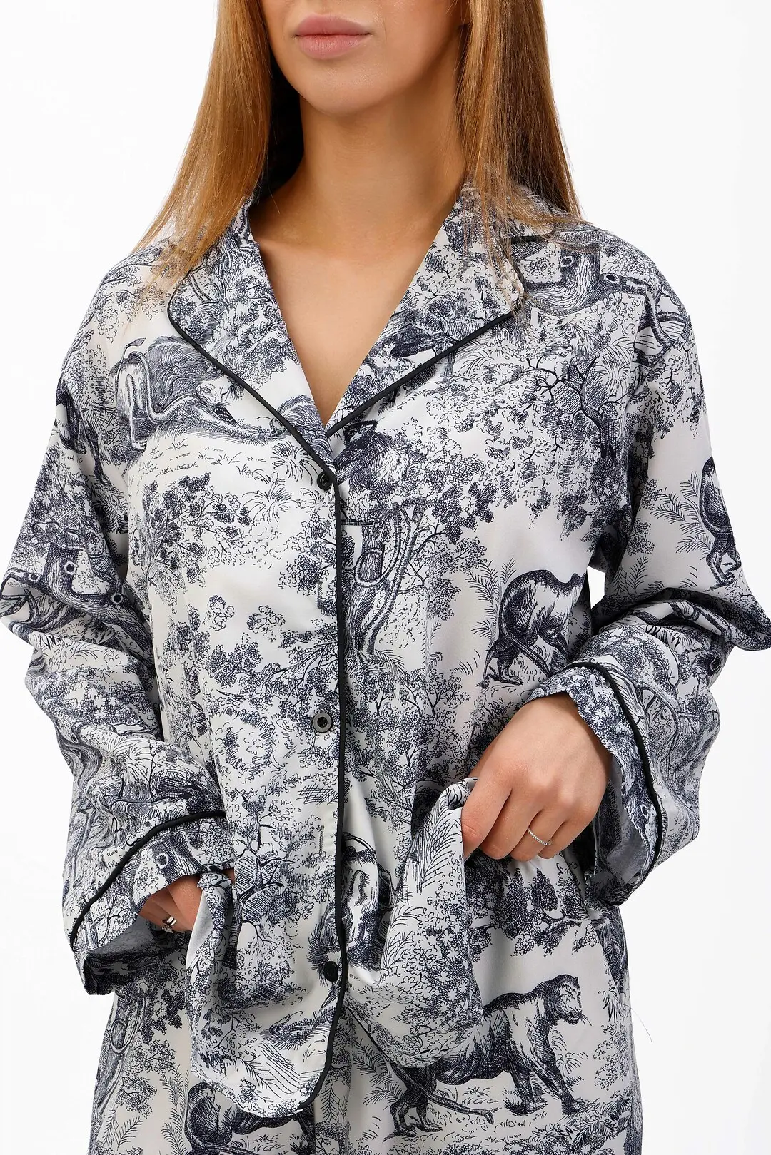 Костюм жіночий Where Uwear синій з принтом джунглі