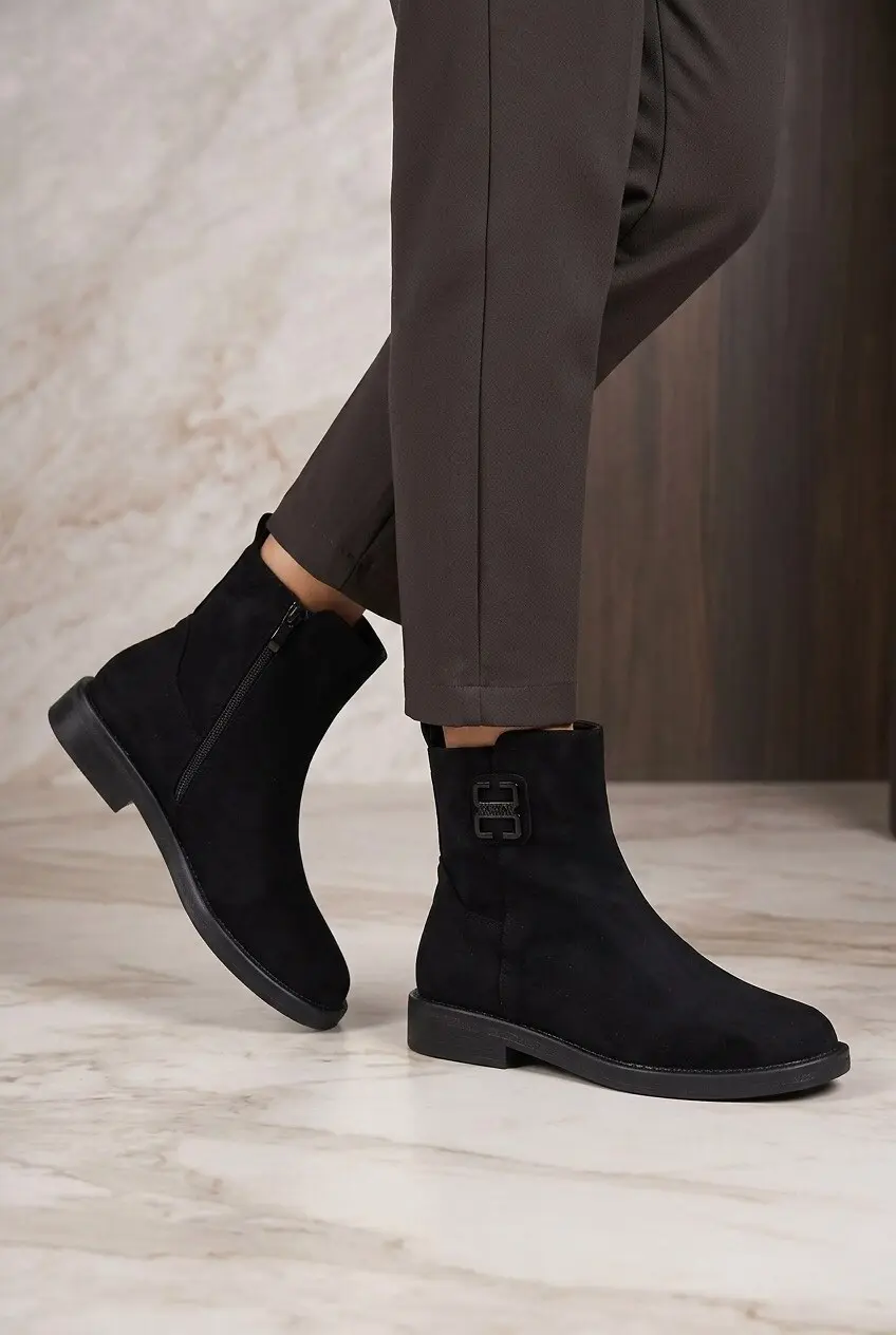 Черевики жіночі Fashion чорні з Еко-замші