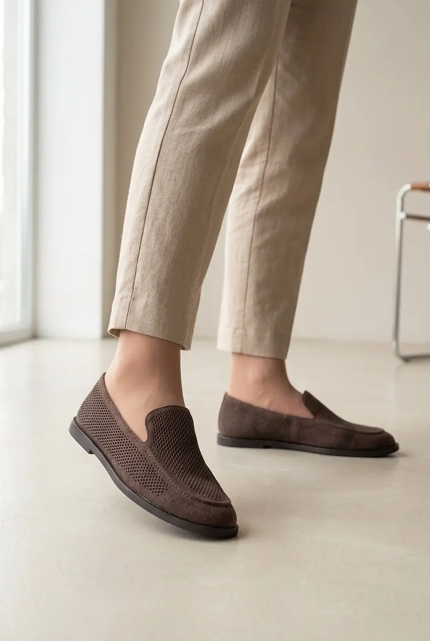 Лофери жіночі Where Uwear Натуральа замша коричневі