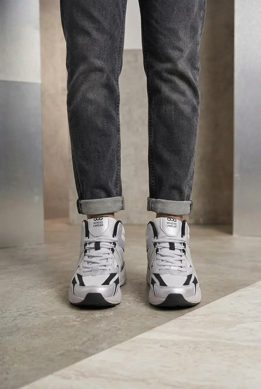 Крсоівки високі чоловічі Where Uwear срібні з Еко-замші та Текстилю