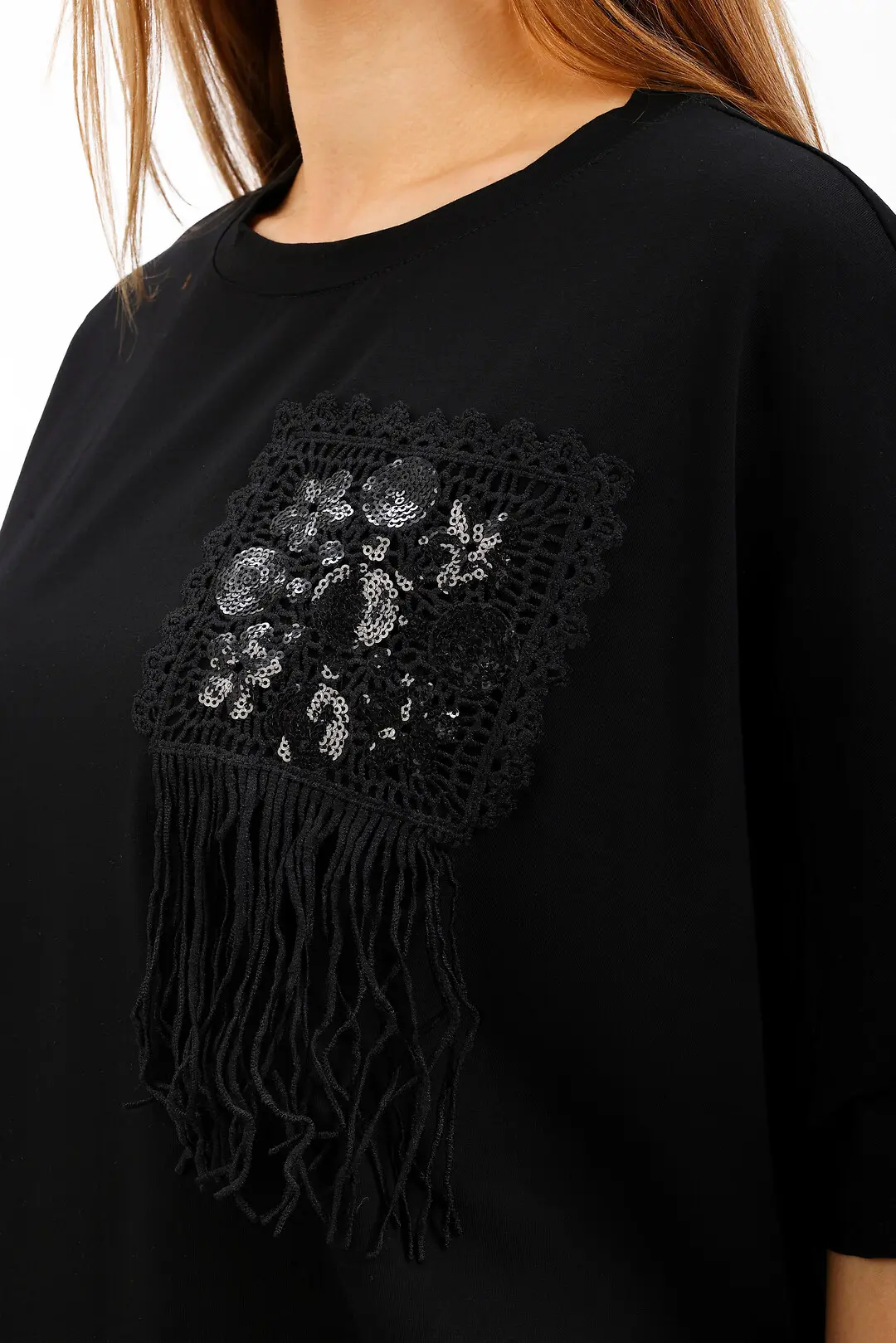 Футболка жіноча Where Uwear чорна з декором