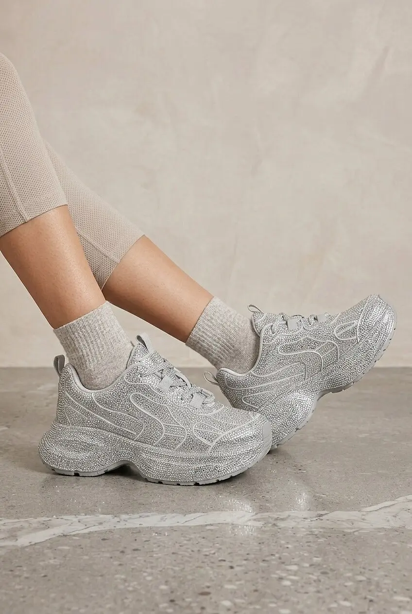 Кросівки жіночі Fashion срібні з екошкіри на платформі