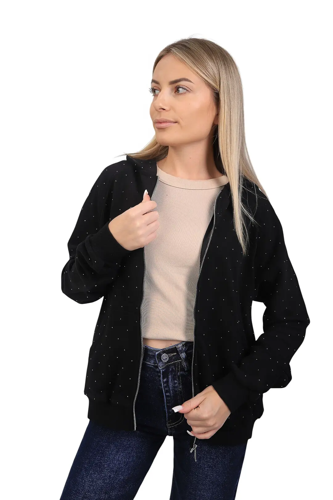Кофта жіноча Fashion чорна з капюшоном