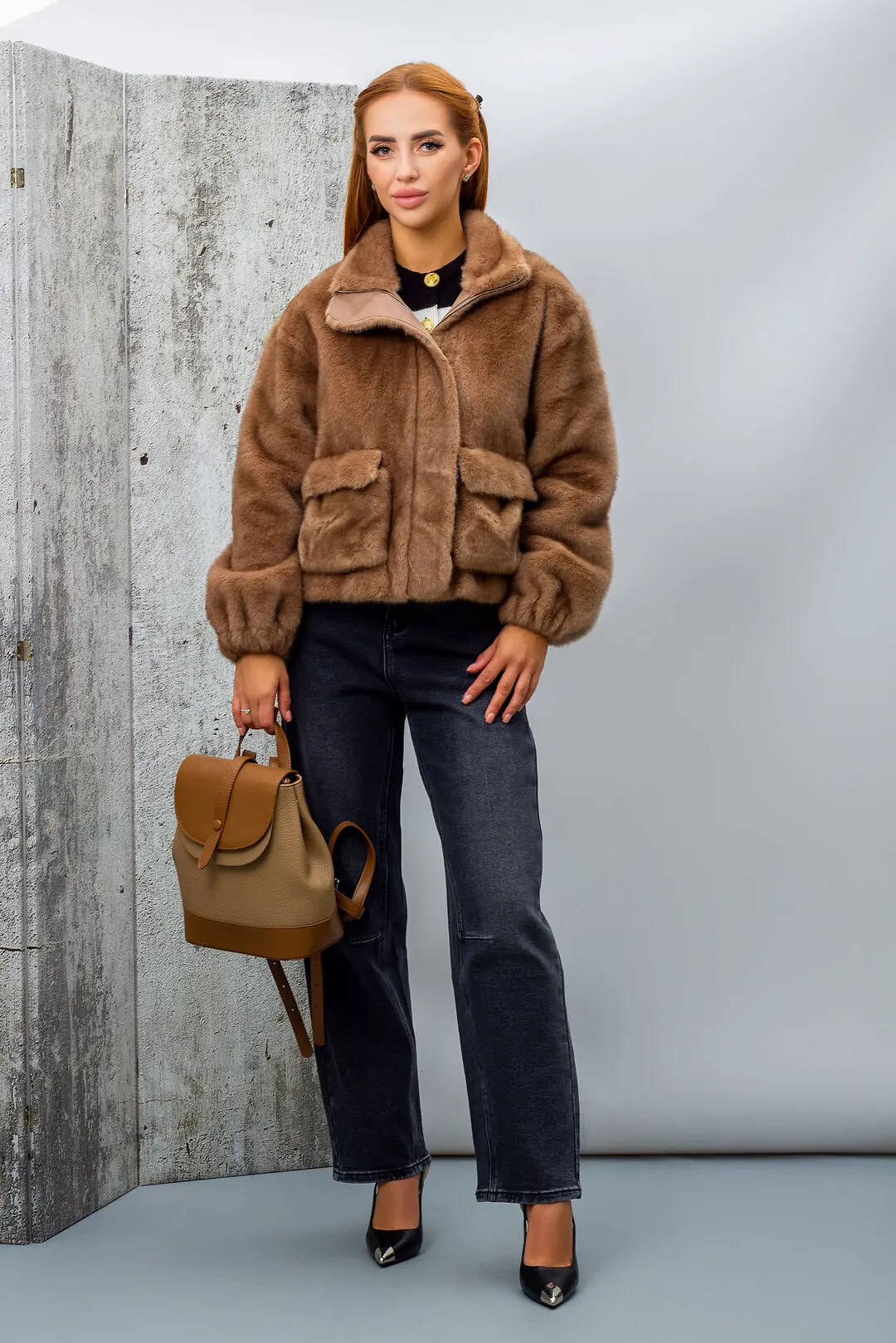 Шуба жіноча Where Uwear Y25-11 коричнева