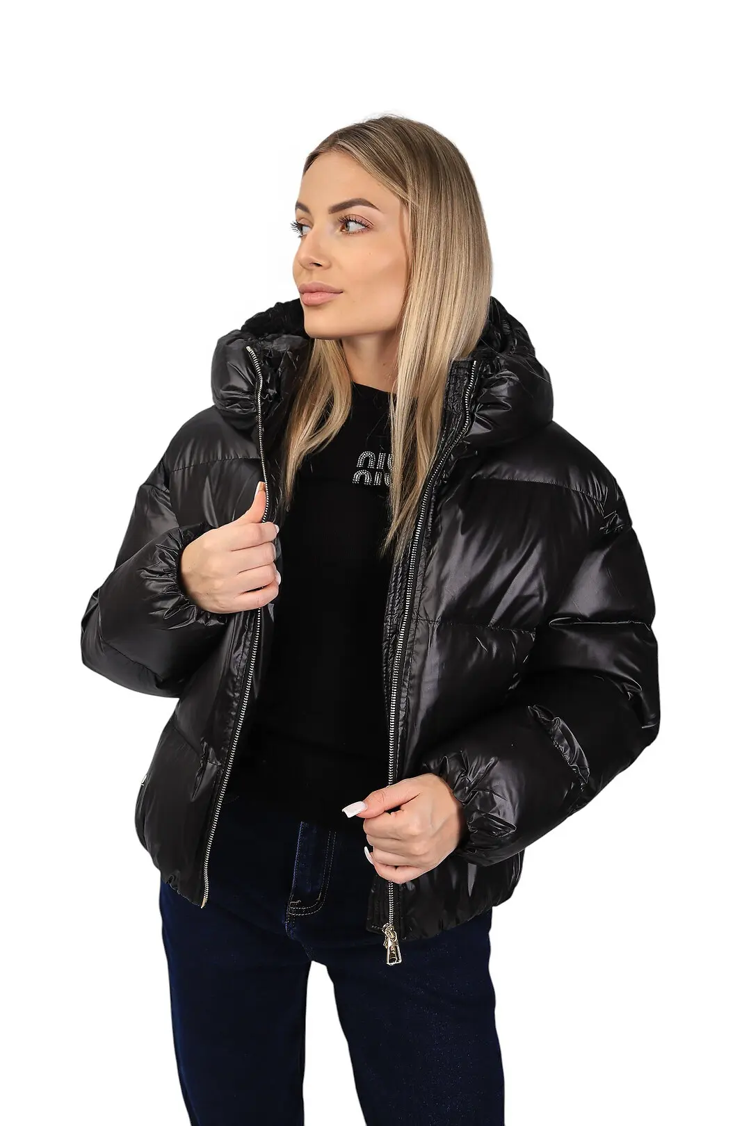Куртка жіноча Fashion чорна з Плащівки та Нейлону