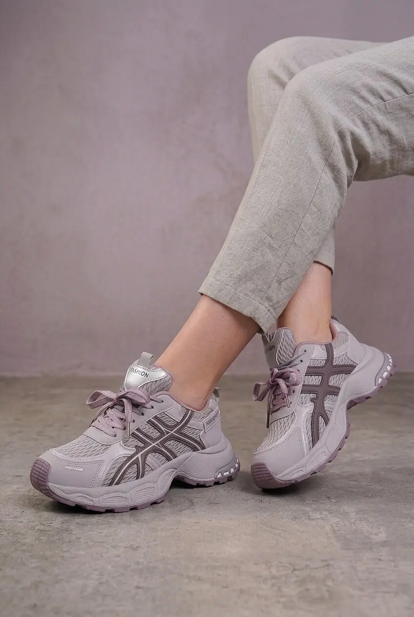 Кросівки жіночі Fashion сірі з екошкіри та текстилю