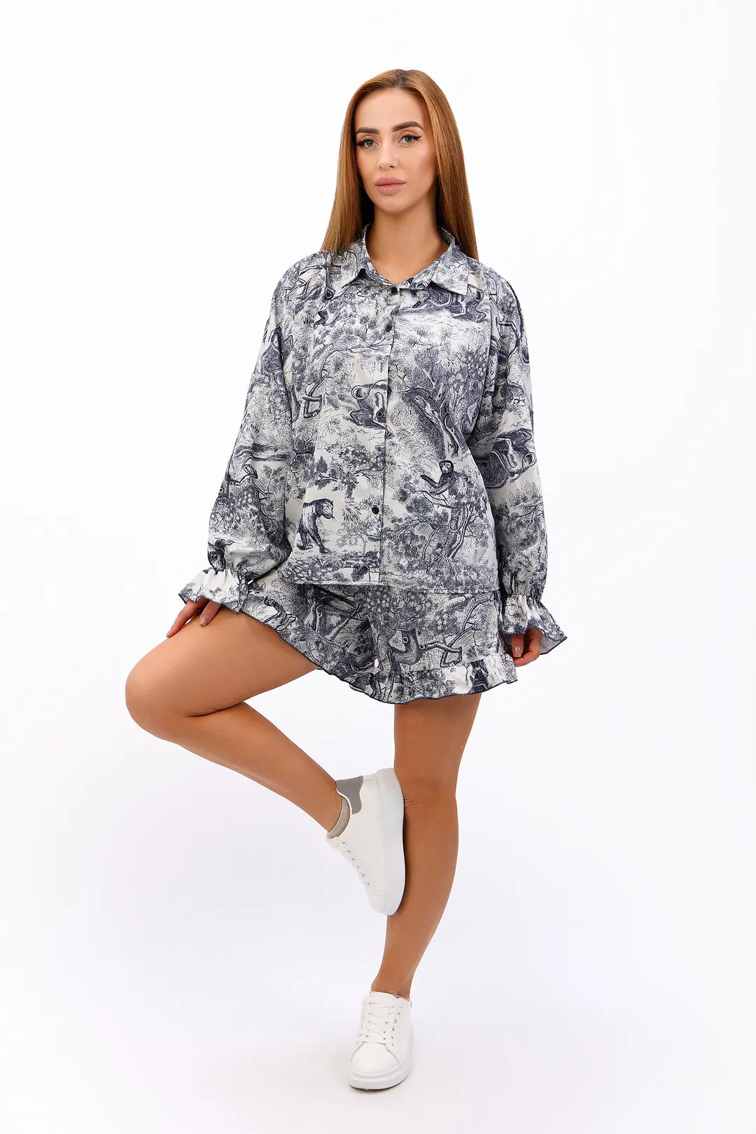 Костюм жіночий Where Uwear синій сорочка та шорти